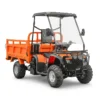 full-side-profile-utility-quad-bike.webp Complete side profile view of a rugged utility quad bike, highlighting ground clearance and automatic CVT transmission.