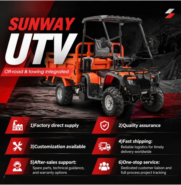 Rugged utility ATV with 1500lbs towing capacity and reinforced hitch.