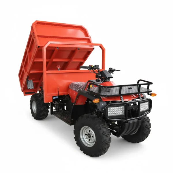 utility-atv-independent-suspension-smooth-ride.webp Utility ATV with dual A-arm independent suspension providing a smooth ride over rocky farm ground.