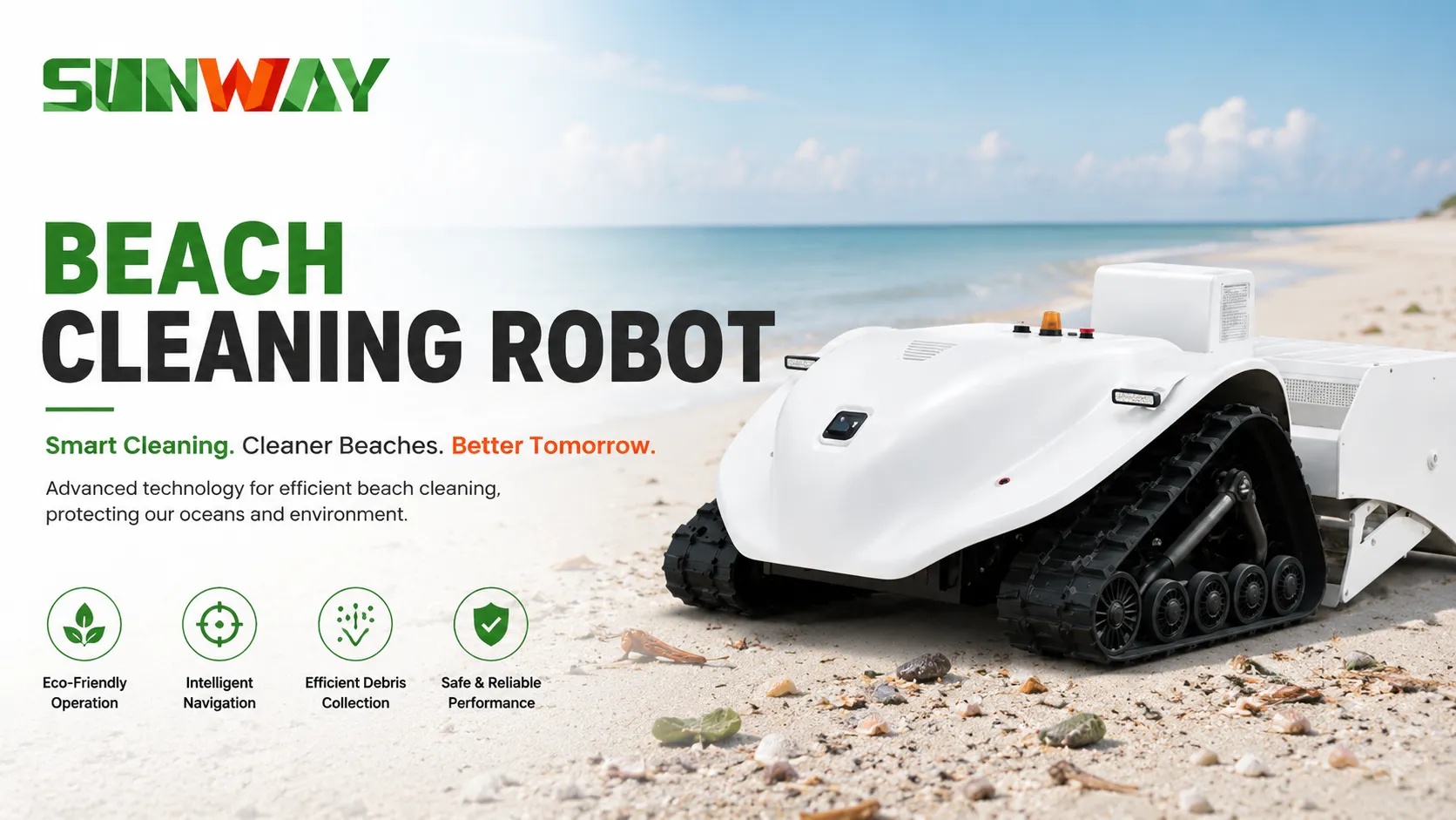Beach Cleaning Robot SUNWAY Automatic Sand Cleaner Coastal Debris Collection Machine