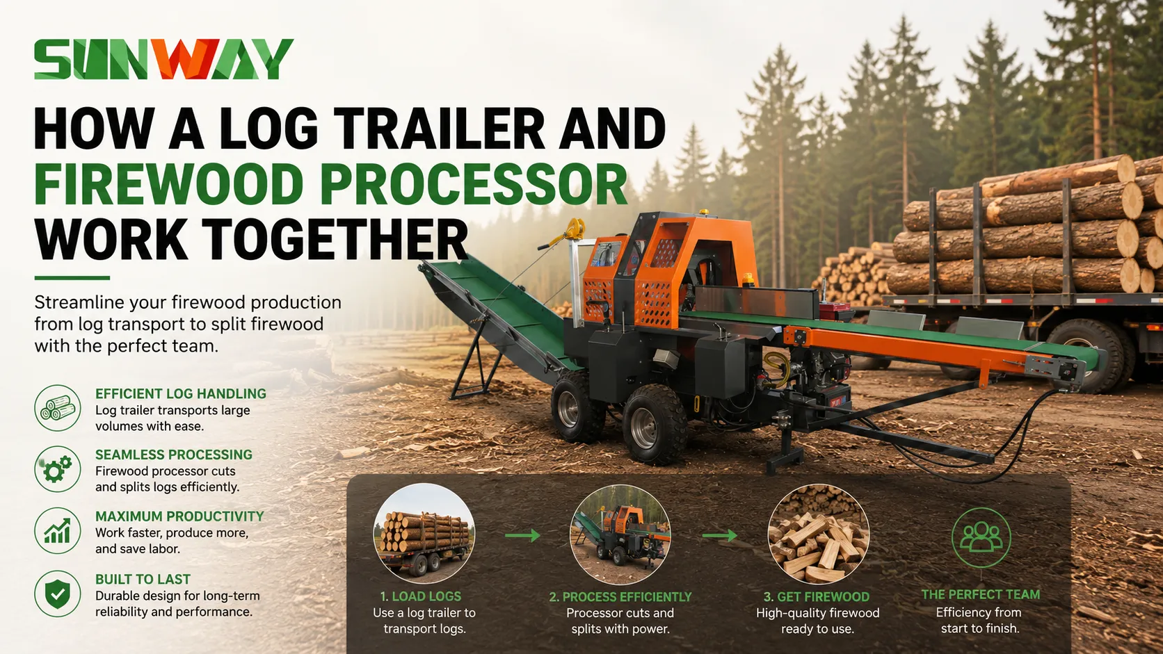 Log Trailer And Firewood Processor Workflow Efficient Firewood Processing Equipment Guide