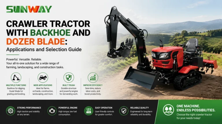 Crawler Tractor with Backhoe and Dozer Blade: Applications and Selection Guide 2 crawler-tractor-backhoe-dozer-blade-applications-selection-guide-sunway.webp