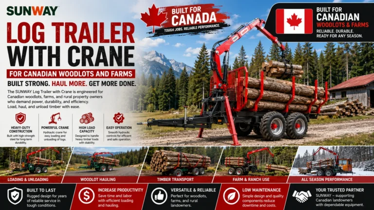 Log Trailer with Crane for Canadian Woodlots and Farms 7 log-trailer-with-crane-canada-woodlots-farms-forestry-timber-hauling-sunway.webp