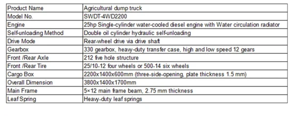 4WD2200 Farm Dump Truck